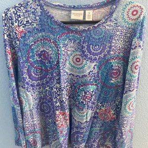 Chico's Comfy Cotton Multicolor Tee, Size 2